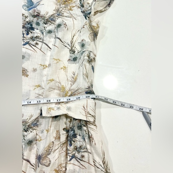 Yuvita, Butterflies & Tea Dress Luxury Linen Dress,Adorable Front Pockets,Size L - Picture 9 of 12